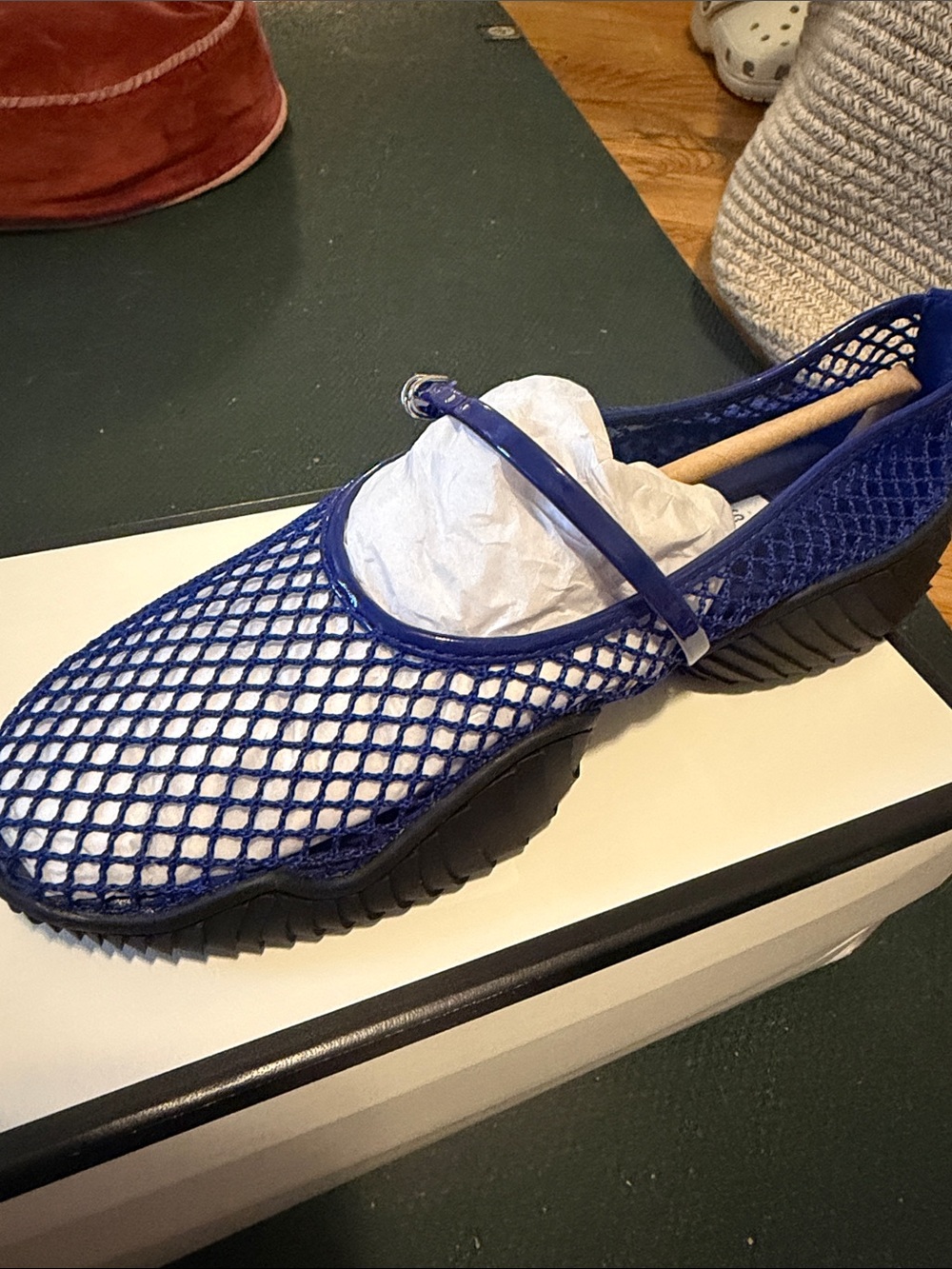 Steve Madden Royal Blue Mesh Mary Jane Flat with Black Sole